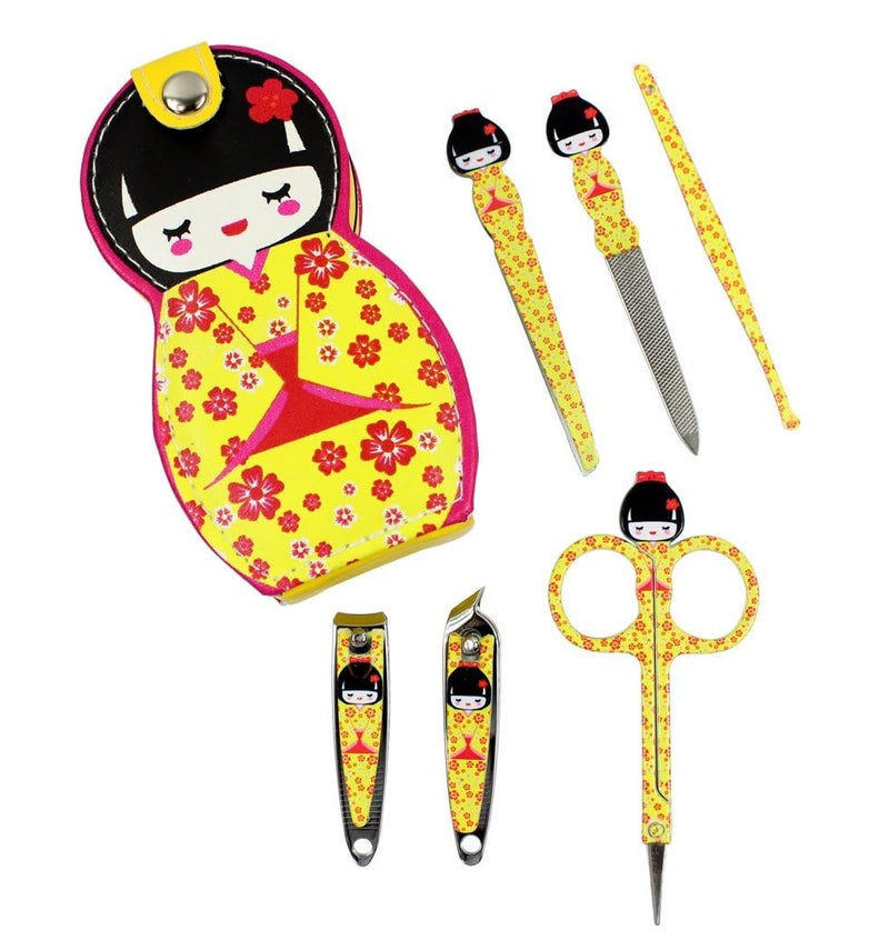 ViNishq Adorable Doll Pattern Manicure Pedicure Set For Women Men Stainless Steel Grooming Kit With Leather Pouch TravelFriendly Nail Care Set Professional SelfCare Tool Case Set Of 6 - Image 5