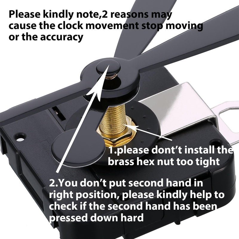 Hicarer High Couple Quartz Clock Movement Replacement Parts with Long Hands and Spade Hanger 208mm82 Inch - Image 2