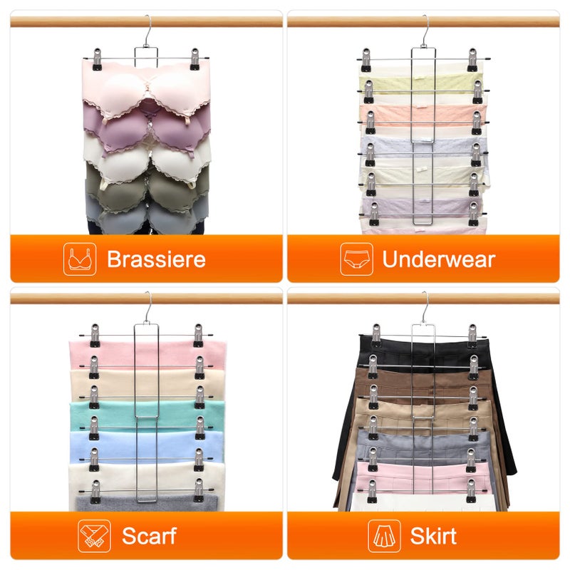 SHUKEEKA 3 Pack Pants-Hangers-Space-Saving,6 Tier-Closet-Organizers-and-Storage Skirt Hangers with Clips,Closet-Organizer-Clothes-Organization-and-Storage Jeans Scarf Hangers,College-Dorm-Room-Essentials Decor - Image 5