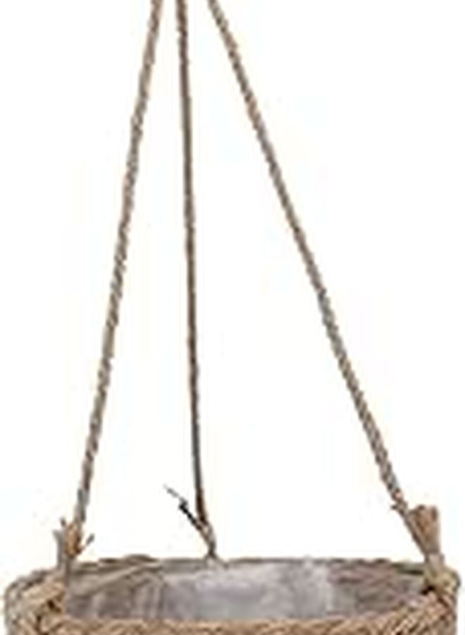 Gray Jute Rope Woven Hanging Planter Basket Handwoven For Indoor Outdoor Plants - Image 1