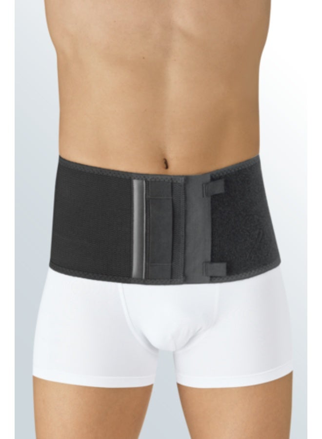 ميدي Medi protect.Lumbaforte دعامة أسفل الظهر القطنية — حزام دعم للظهر لتخفيف آلام أسفل الظهر وعرق النسا والجنف، مضاد للانزلاق، 4 دعامات خلفية مدمجة، مادة مرنة من الألياف الدقيقة، للرجال والنساء، مقاس IV، أسود - Image 2