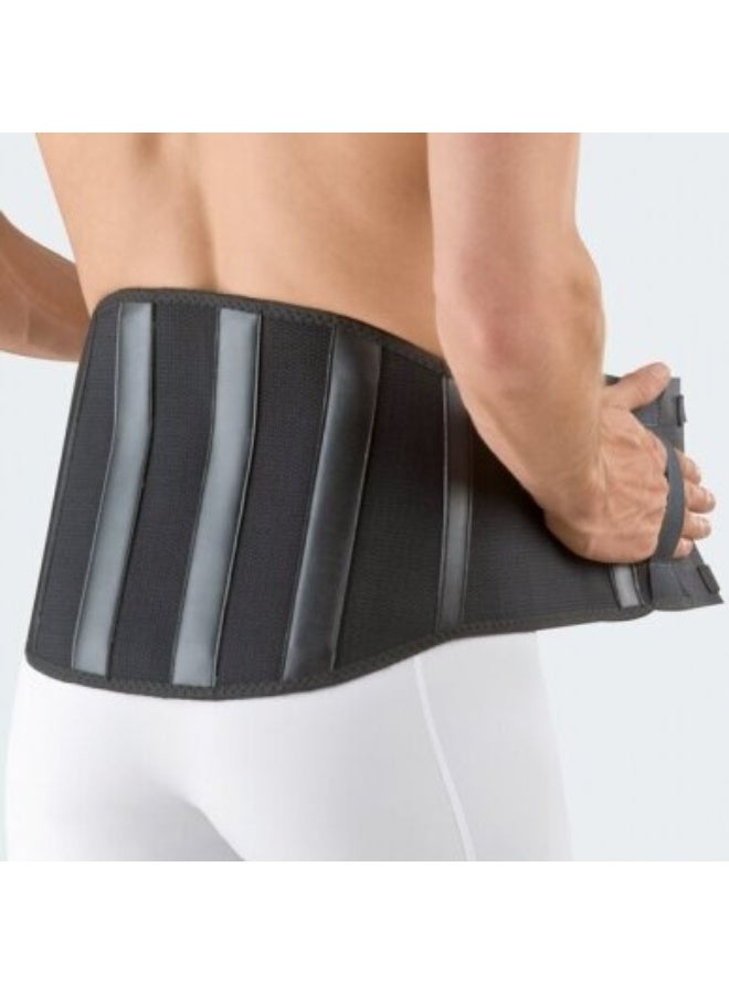 ميدي Medi protect.Lumbaforte دعامة أسفل الظهر القطنية — حزام دعم للظهر لتخفيف آلام أسفل الظهر وعرق النسا والجنف، مضاد للانزلاق، 4 دعامات خلفية مدمجة، مادة مرنة من الألياف الدقيقة، للرجال والنساء، مقاس IV، أسود - Image 3