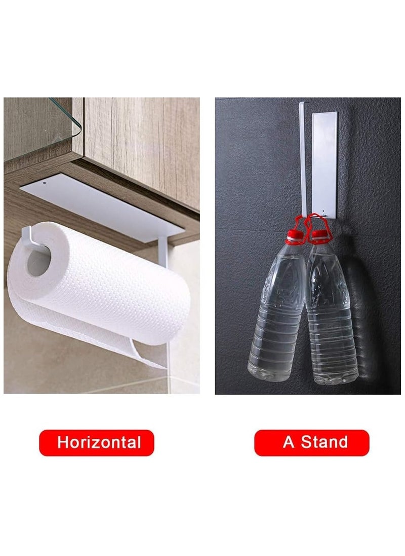 Generic - Self-Adhesive Paper Towel Holder Under Cabinet Towel Rack Wall Mounted Metal Roll Paper Holder for Kitchen and Bathroom, White - Image 1
