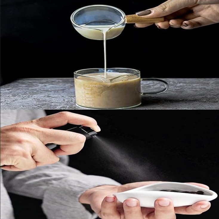 HSHQING White Coffee Bean Dosing Cup - 100ML Mini Espresso Cup with Wooden Handles, Thickened Glass, Ceramic Dosing Vessel, Coffee Bar Accessories - Image 3
