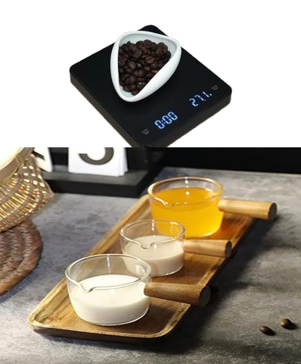 HSHQING White Coffee Bean Dosing Cup - 100ML Mini Espresso Cup with Wooden Handles, Thickened Glass, Ceramic Dosing Vessel, Coffee Bar Accessories - Image 4