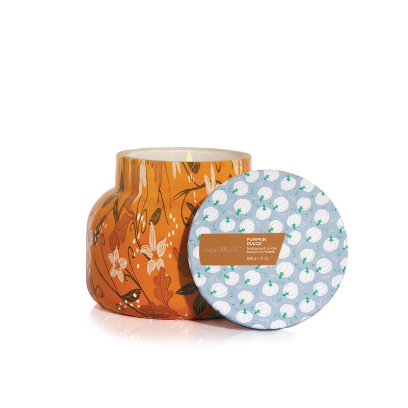 Capri Blue Pumpkin Dulce Scented Candle - Pattern Play Signature Holiday Candle - Soy Wax Blend Luxury Candle - Long Lasting Candles - Pumpkin Candle - Large Candle - Fall Candles (19 oz)
