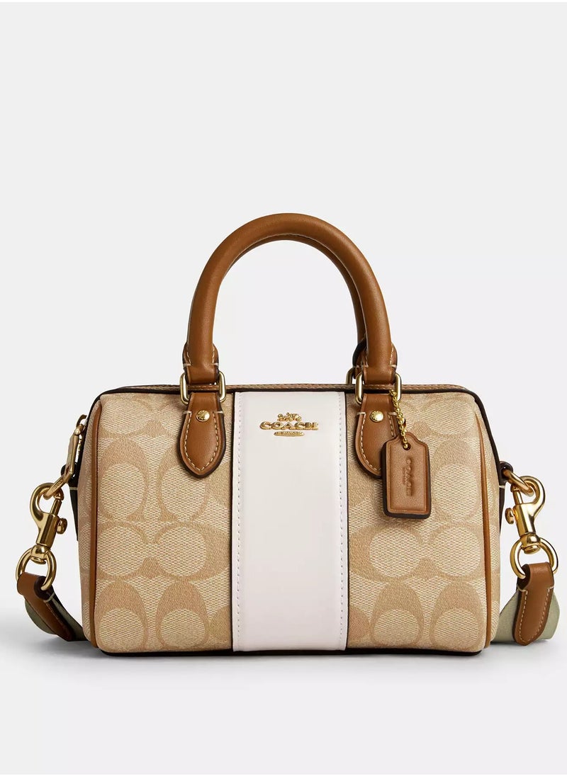 coachoutlet Coach Rowan Satchel Bag In Signature Canvas, Women's Tote Bag, Women's Shoulder Bag, Women's Hand Bag, Women's Travel Bag, Beige-White  - Image 1