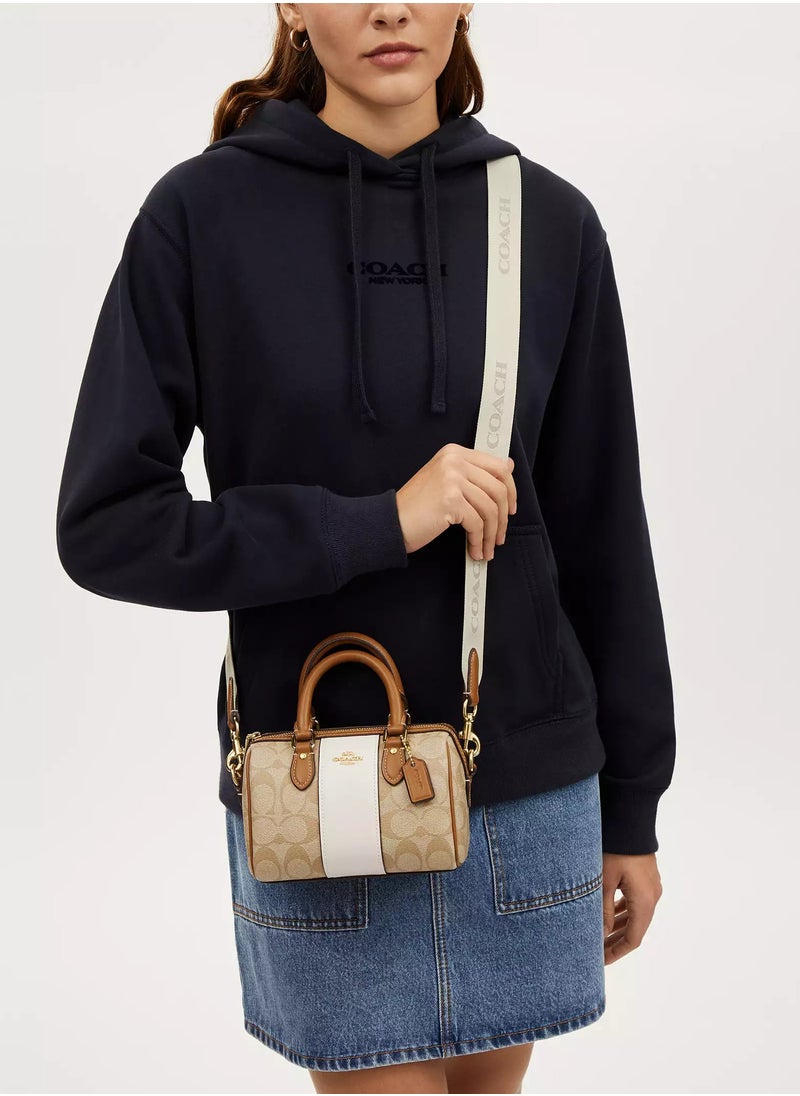 coachoutlet Coach Rowan Satchel Bag In Signature Canvas, Women's Tote Bag, Women's Shoulder Bag, Women's Hand Bag, Women's Travel Bag, Beige-White  - Image 4