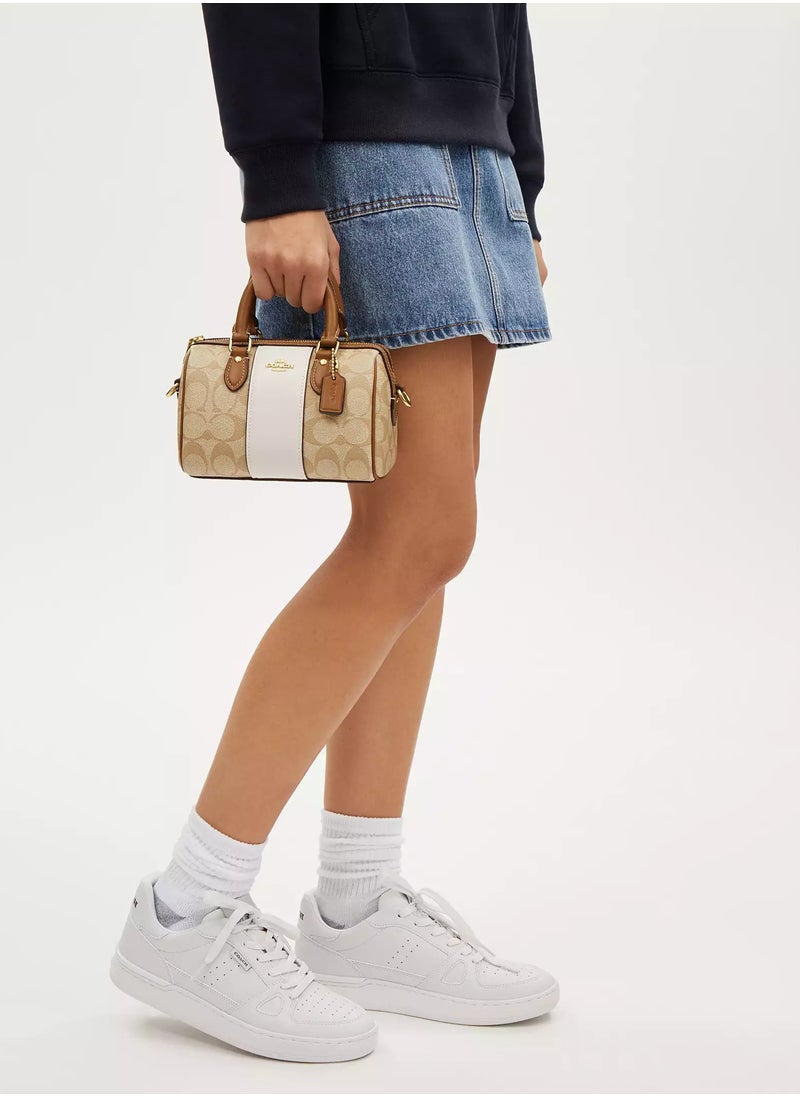 coachoutlet Coach Rowan Satchel Bag In Signature Canvas, Women's Tote Bag, Women's Shoulder Bag, Women's Hand Bag, Women's Travel Bag, Beige-White  - Image 5
