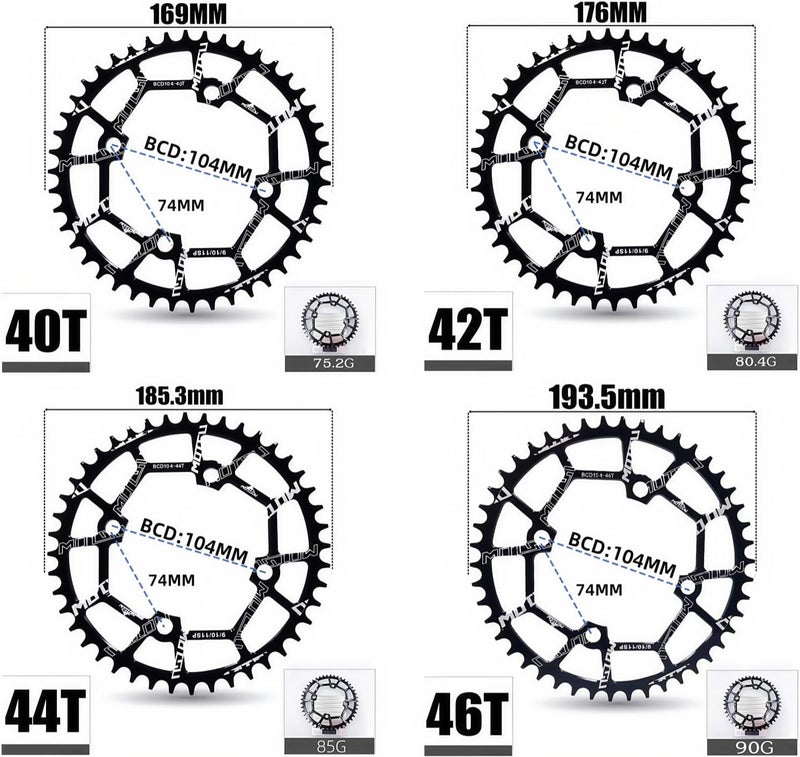 YBEKI Pro-Grade 104BCD Chainring (30-52T) CNC 7075-T6 Aluminum Narrow-Wide MTB/Road Round Oval Bike Chainwheel | Shimano/SRAM 8-11 Speed Compatible | 573MPa Strength(Black/Red/Blue) - Image 5