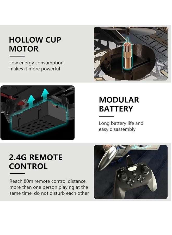 ملبوس طائرة هليكوبتر RC للأطفال LO712، طائرة مقاتلة كهربائية بتردد 2.4GHz، طائرة كوادكوبتر مع دحرجة ثلاثية الأبعاد، لعبة هدايا بإضاءة رائعة، طائرة بهلوانية للطيران والهبوط للمبتدئين الأولاد (LO712) - Image 2