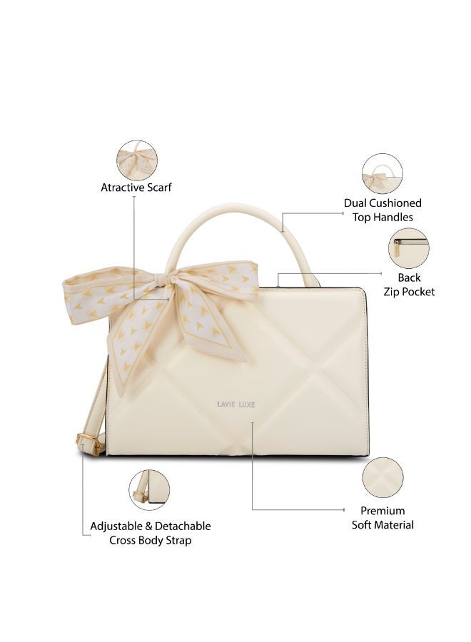 لافي حقيبة نسائية فاخرة كوارو أفقية صغيرة أوف وايت - Image 3