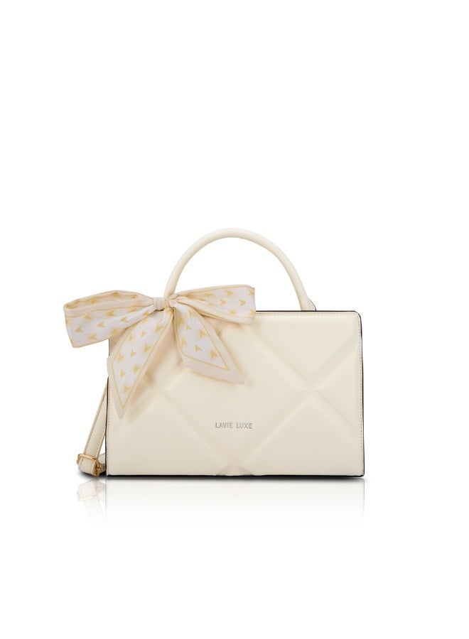 لافي حقيبة نسائية فاخرة كوارو أفقية صغيرة أوف وايت - Image 1