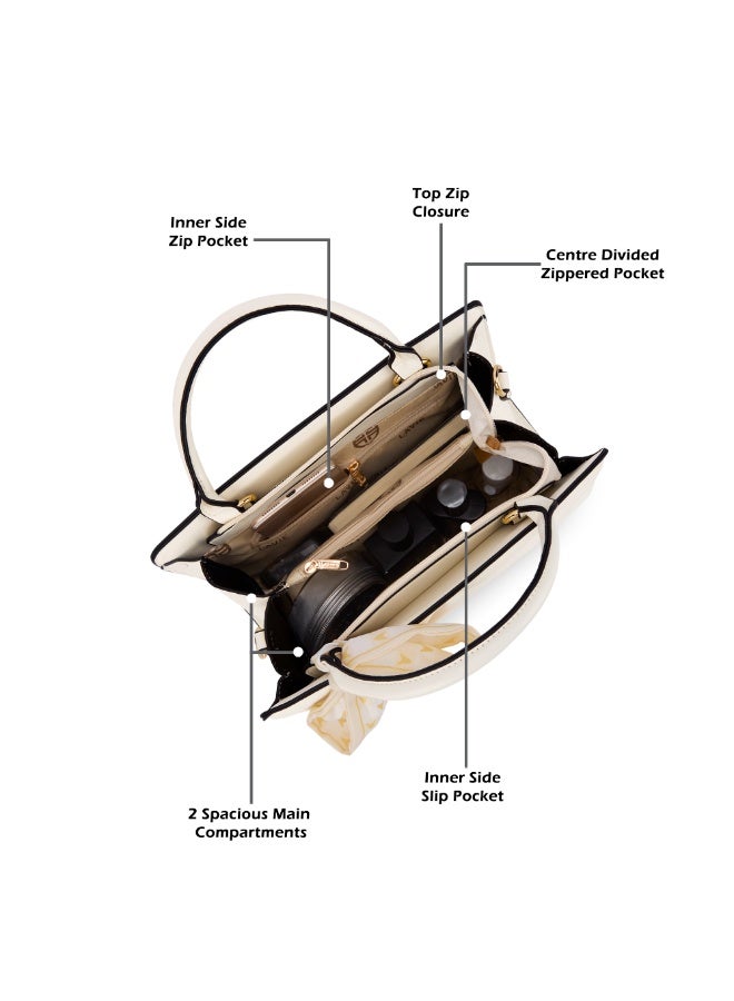 لافي حقيبة نسائية فاخرة كوارو أفقية صغيرة أوف وايت - Image 4