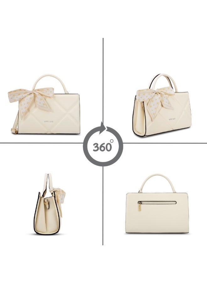 لافي حقيبة نسائية فاخرة كوارو أفقية صغيرة أوف وايت - Image 5