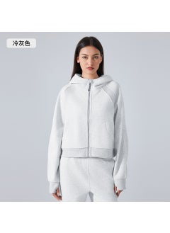 Generic Velvet Hoodie Jacket Womens Casual Sportswear Cool gray 