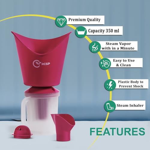 DPCP 3-in-1 Vaporizer | Steam Inhaler | Ideal for Cold, Cough & Sinus Relief | Portable and Easy to Use | Suitable for Kids & Adults | Pink | Facial Steamer - Image 3