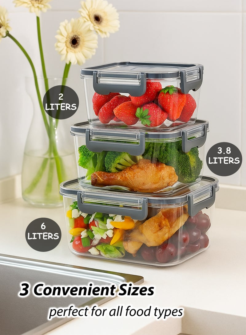 توشيونيكس مجموعة من 3 صناديق تخزين طعام محكمة الإغلاق عالية الجودة من اليابان، خالية من مادة BPA، مانعة للتسرب، قابلة للتكديس، موفرة للمساحة، للفاكهة والخضروات وتحضير الوجبات T114606 - Image 2