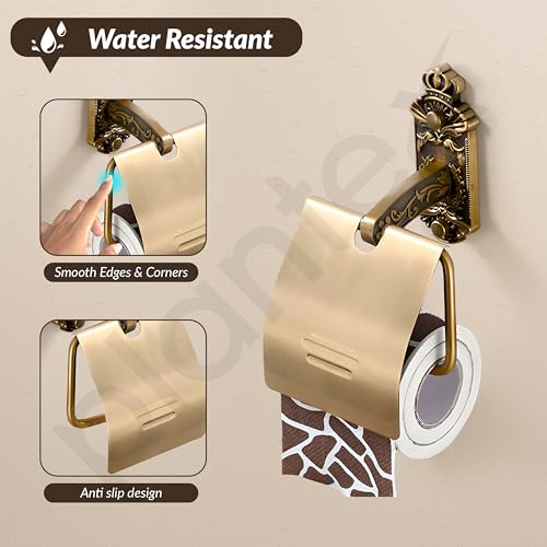 Plantex Antique Aluminum Toilet Paper Holder/Tissue Paper Roll Holder/Toilet Paper Holder Roll Holder for Bathroom Accessories (Brass-Antique) - Image 3
