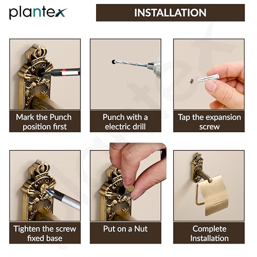 Plantex Antique Aluminum Toilet Paper Holder/Tissue Paper Roll Holder/Toilet Paper Holder Roll Holder for Bathroom Accessories (Brass-Antique) - Image 5