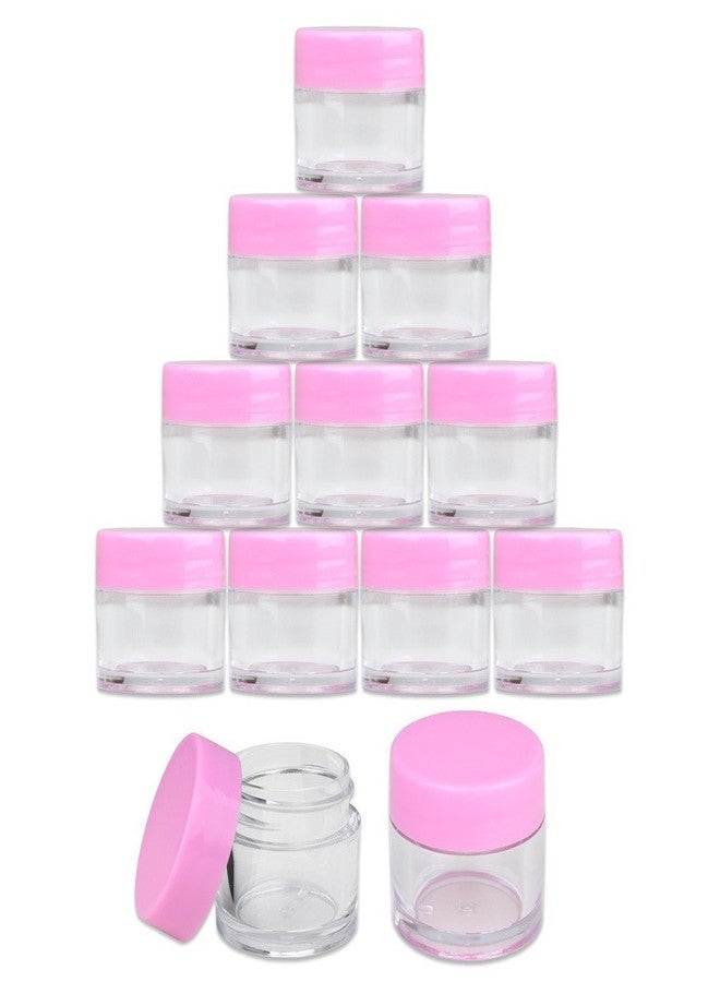 Beauticom High-Graded Quality 7 Grams/7 ML (Quantity: 24 Packs) Thick Wall Clear Plastic LEAK-PROOF Jars Container with PINK Lids for Cosmetic, Lip Balm, Lip Gloss, Creams, Lotions, Liquids - Image 1