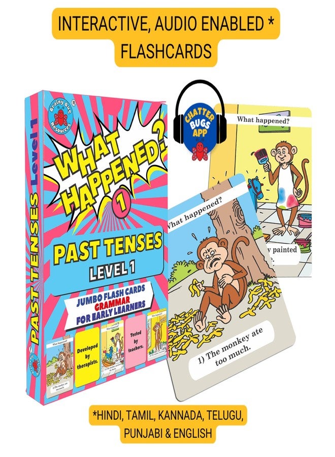 Brainy Bug Resources 120 Flashcards with App-Enabled Audio| Action Words - Past, Present, Future Tense | Audio in Hindi, English, Tamil, Kannada, Telugu, Punjabi | Speak English | Special Needs Kids - Image 5