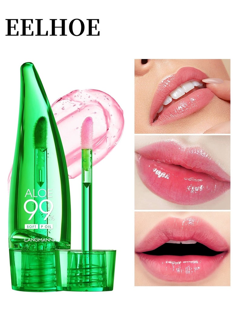 EELHOE Aloe Vera Color Changing Lipstick Lip Oil Tinted, 1 Pcs Pink Magic PH Temperature Color Changing Lip Gloss, Long Lasting Nutritious Lip Balm Moisturizer Plumper Lip Care Lip Gloss - Image 1