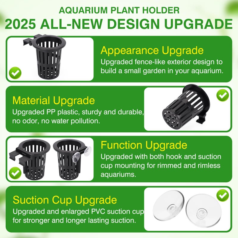 Borlech 2025 New Upgraded Large Aquarium Plant Holder with 1.57-inch Extension Hooks and Suction Cups for Fish Tank Aquaponic Plant Cultivation and Aquascape Accessories Decorations (4 PCS) - Image 5