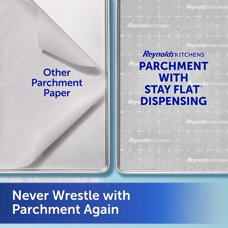 Reynolds Kitchens Stay Flat Parchment Paper Roll, Non Curling Baking Parchment Paper for Baking and Cooking, Oven Safe up to 425 Degrees, 36 Feet x 15 Inches, 45 Total Sq. Ft. - Image 5