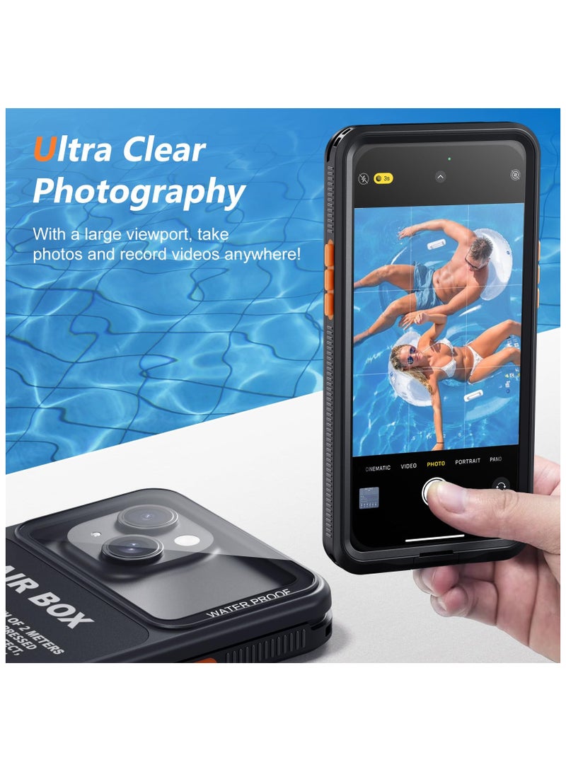 SYOSI Waterproof Case for iPhone, Underwater Snorkeling Diving Phone Case for iPhone 15 14 13 12 /15Pro 14Pro 13Pro 12Pro, HD Underwater Photography Snorkeling Case Travel Essentials, Dry Bag iPhone, Black - Image 4