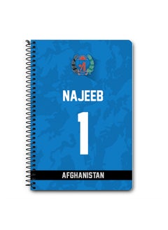 Designer A5 Spiral Notebook Memo Notepad Journal Player - Najibullah Zadran, Jersey Number -1 (With Logo)