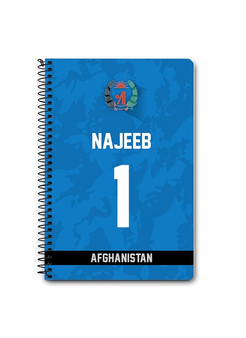 Designer A5 Spiral Notebook Memo Notepad Journal Player - Najibullah Zadran, Jersey Number -1 (With Logo)