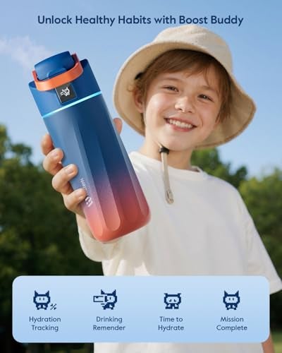 WaterH BOOST Smart Water Bottle with Reminder Tracker 16oz Kids Water Bottle for School DIY Refrigerator Magnets BPAFree Vacuum Insulated Stainless Steel Ideal for Childrens Day - Image 3