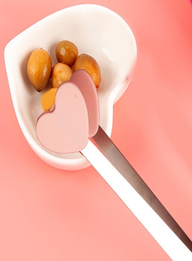 Fdit Mini Serving Tongs, Small Stainless Steel Tongs with Silicone Tips for Appetizers Fruits Sugar Toaster (Heart Shape) - Image 5