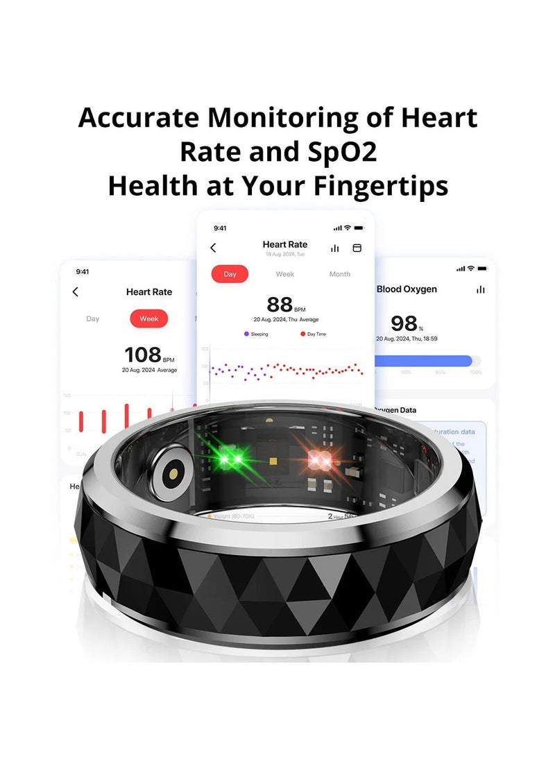 COLMI R11 Ceramic Smart Ring for Men, Fidget Spinner Anxiety Relieve Ring with Charging Case, Health Monitor, 5ATM Waterproof - Image 5