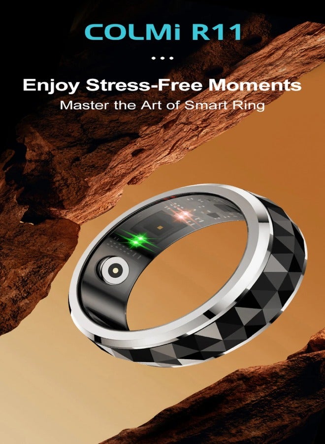 COLMI R11 Ceramic Smart Ring for Men, Fidget Spinner Anxiety Relieve Ring with Charging Case, Health Monitor, 5ATM Waterproof - Image 2