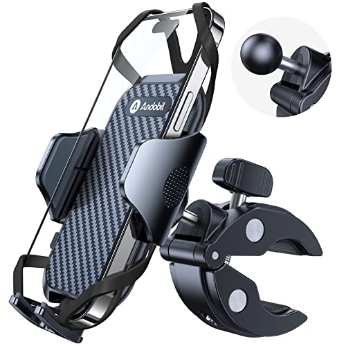 andobil Bike Phone Mount, [Super Stable & Anti Shake] Universal [Sturdy Handlebar Clamp] Motorcycle Bicycle Bike Handlebar Cell Phone Holder Compatible with iPhone 14 13 12 11 Galaxy S23 S22 & All - Image 1