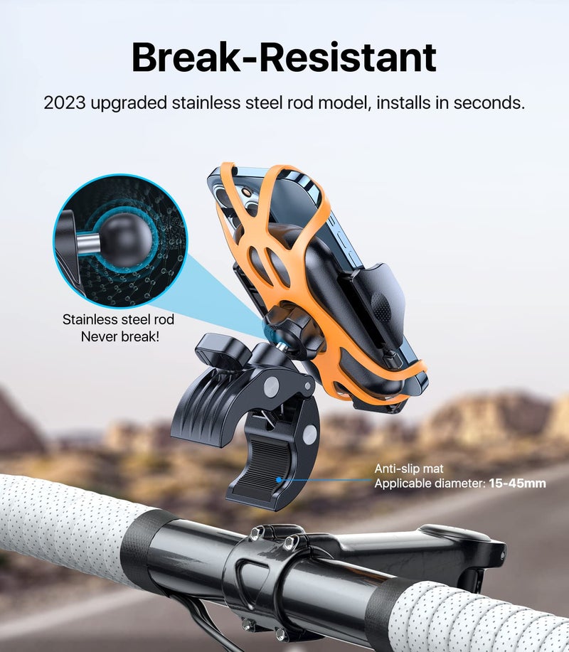 andobil Bike Phone Mount, [Super Stable & Anti Shake] Universal [Sturdy Handlebar Clamp] Motorcycle Bicycle Bike Handlebar Cell Phone Holder Compatible with iPhone 14 13 12 11 Galaxy S23 S22 & All - Image 4