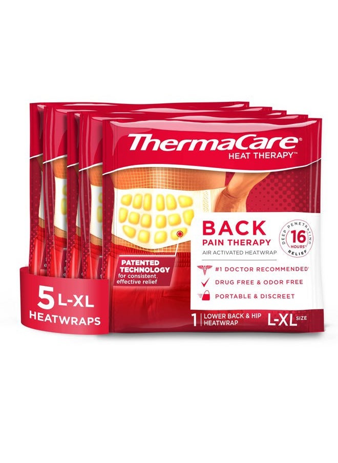 ThermaCare Advanced Back & Hip Therapy Adhesive HeatWraps, Disposable Heat Therapy Patches, Heat Pads for Instant Muscle & Herniated Disc Pain Relief, L/XL, 5 Count  - Image 1