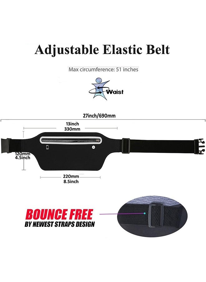Generic - Running Belts for Women Waterproof Running Waist Pouch Phone Holder Adjustable Sports Money Belt with Headphone Port Slim Running Belt for Women  Men,Running Waist Pack Phone Holder 33x69CM Black - Image 1