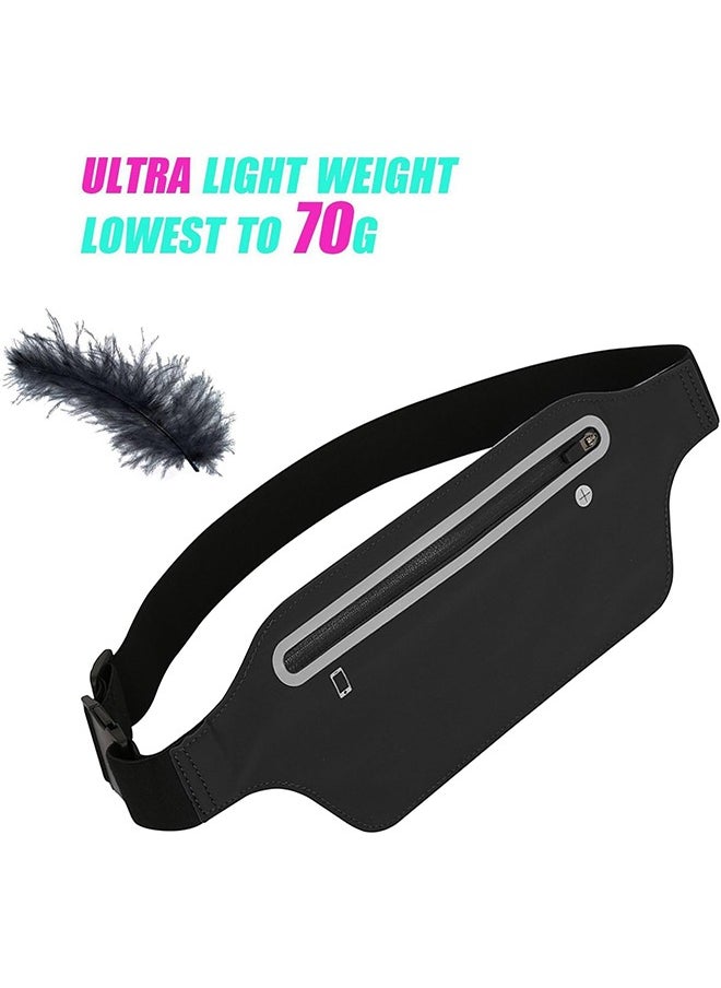 Generic - Running Belts for Women Waterproof Running Waist Pouch Phone Holder Adjustable Sports Money Belt with Headphone Port Slim Running Belt for Women  Men,Running Waist Pack Phone Holder 33x69CM Black - Image 1