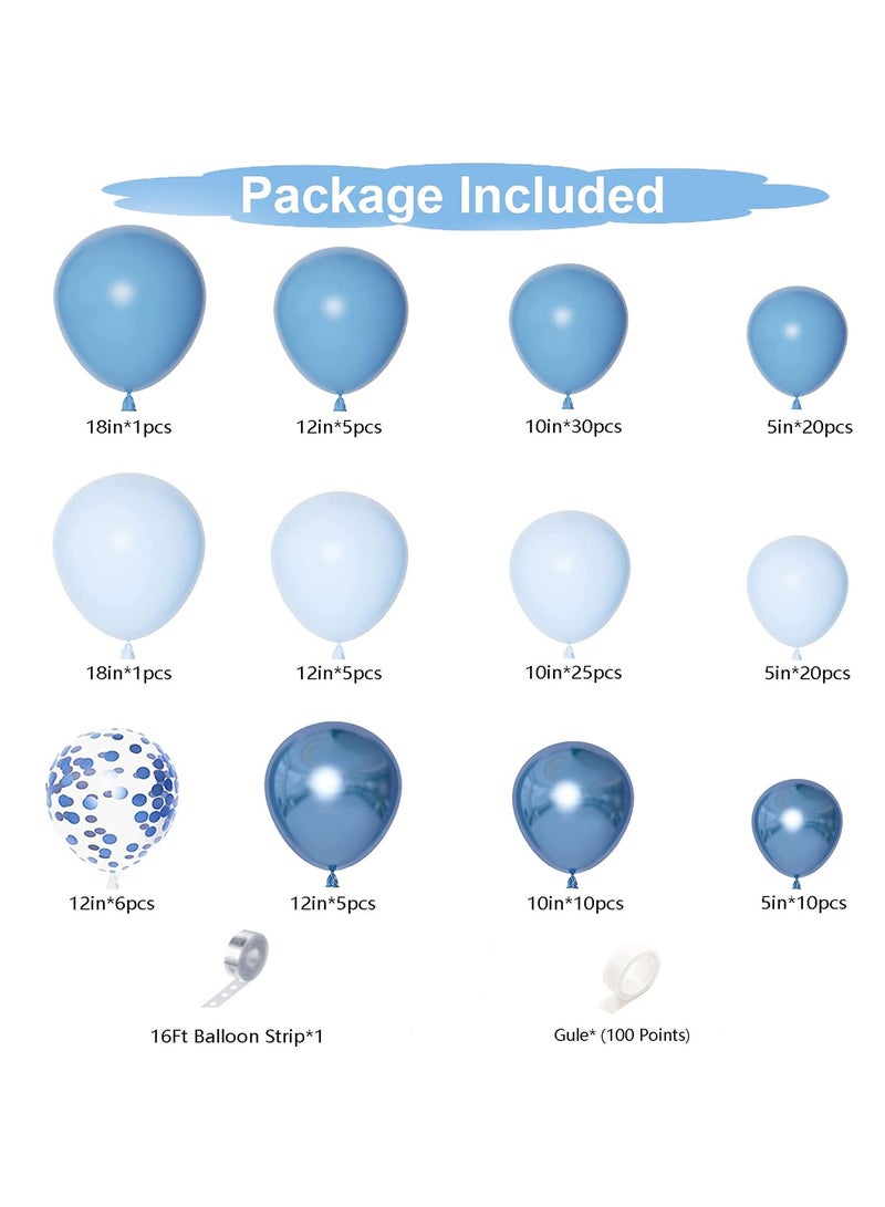 Dusty Blue Balloons Garland Kit,140pcs Metallic Macaron Blue Balloons Garland Arch Kit with Ocean Blue Balloons,Confetti Balloons for Boys Birthday Party Decoration,Baby Shower,Baby Boy Party Backdrop - Image 2