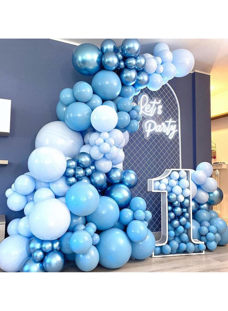 Dusty Blue Balloons Garland Kit,140pcs Metallic Macaron Blue Balloons Garland Arch Kit with Ocean Blue Balloons,Confetti Balloons for Boys Birthday Party Decoration,Baby Shower,Baby Boy Party Backdrop - Image 3