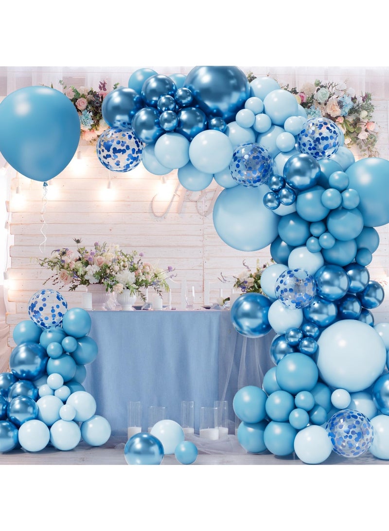 Dusty Blue Balloons Garland Kit,140pcs Metallic Macaron Blue Balloons Garland Arch Kit with Ocean Blue Balloons,Confetti Balloons for Boys Birthday Party Decoration,Baby Shower,Baby Boy Party Backdrop - Image 4