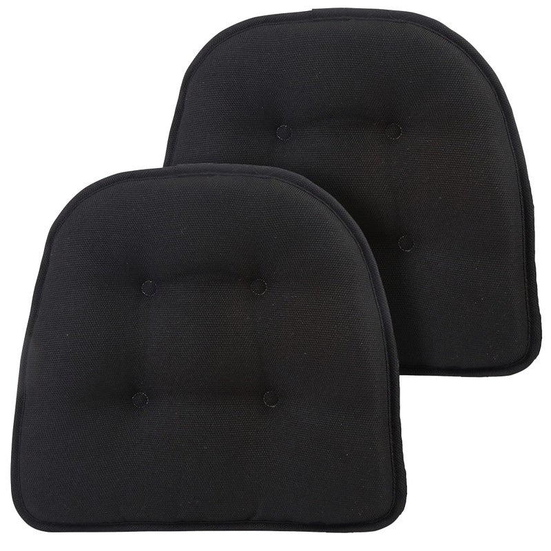 Klear Vu Omega NonSlip Chair Cushions Assembled in USA UShaped SkidProof Seat Pads for Dining Room Kitchen Office 15x16 2 Pack Solid Midnight Black