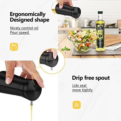 Aelga Black Oil And Vinegar Dispenser Set - 2 Pack Oil Dispenser Bottle for Kitchen with No-Drip - Black Kitchen Decor and Accessories for Home Restaurants Weddings - Image 2