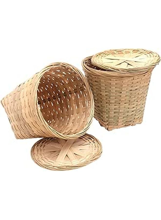 Woven Egg Storage Basket Set 2pcs 16x14cm Kitchen Pantry Organizer Decorative Holder - Image 1