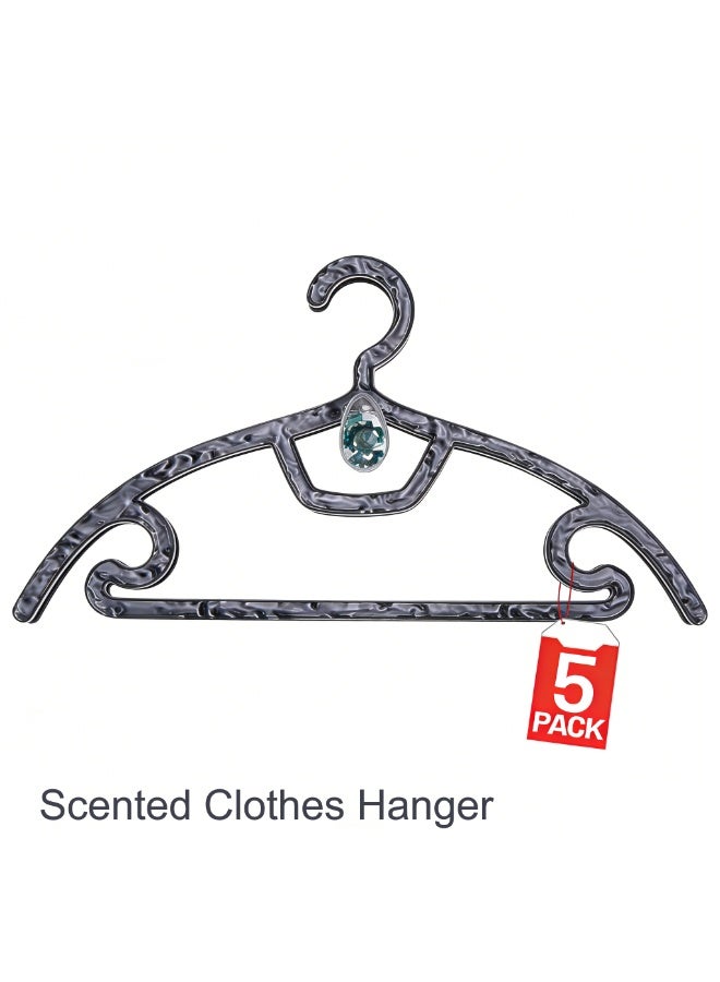 5pcs Plastic Hangers With Aromatherapy Boxes,  Closet Storage Organizer,Anti Slip Clothes Hangers for Jacket, Shirt, Dress, Pants