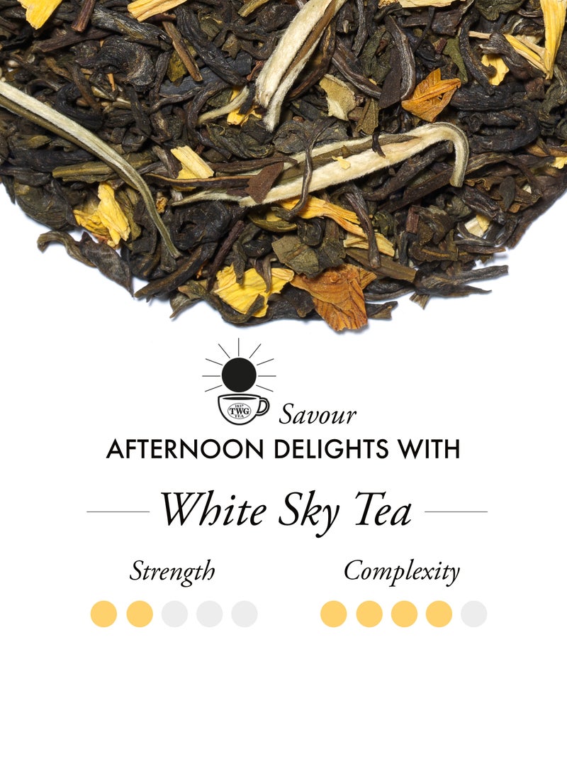 TWG Tea White Sky Tea | White Tea | Ylang Ylang Flowers | 15 Hand Sewn Cotton Teabags | Gift Set - Image 2