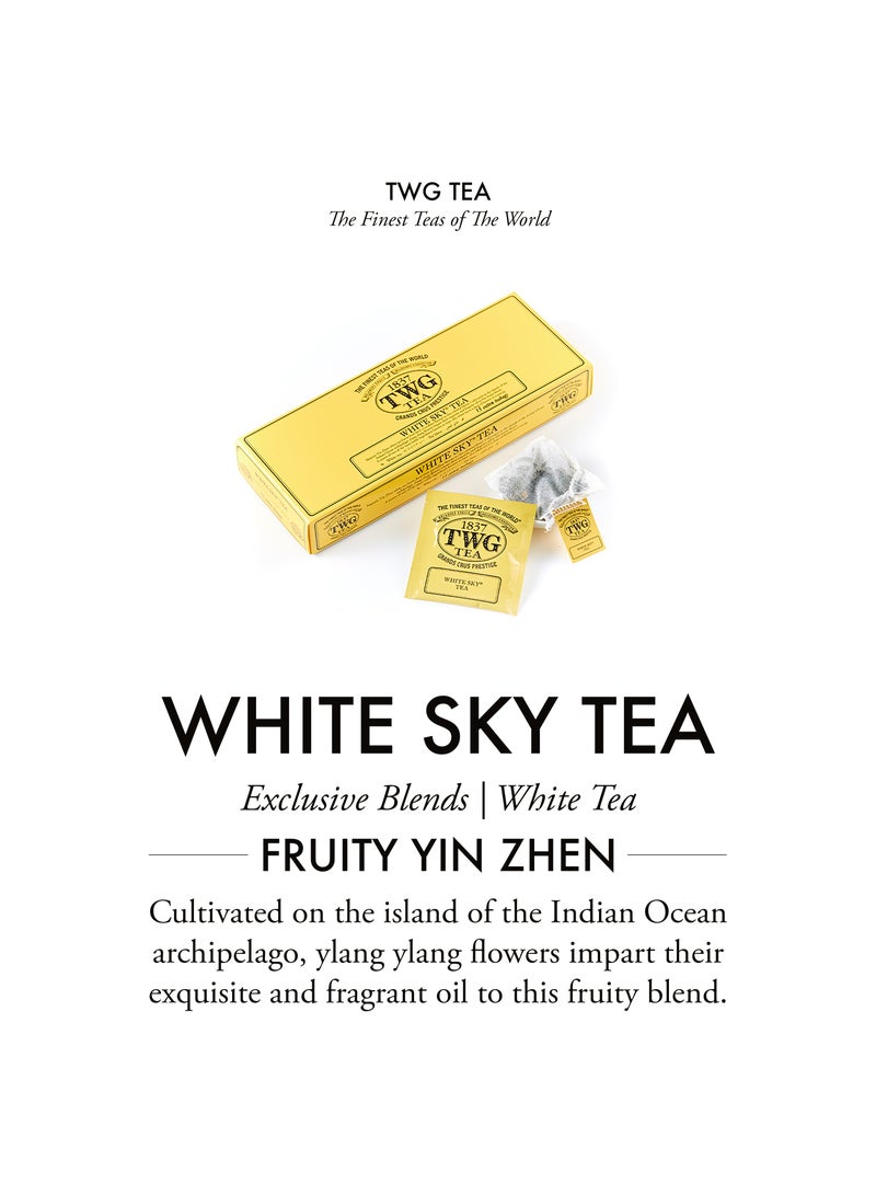 TWG Tea White Sky Tea | White Tea | Ylang Ylang Flowers | 15 Hand Sewn Cotton Teabags | Gift Set - Image 3